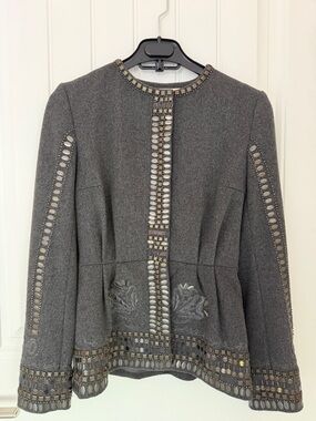 H&M Gray Embellished Women's Blazer - Conscious Collection